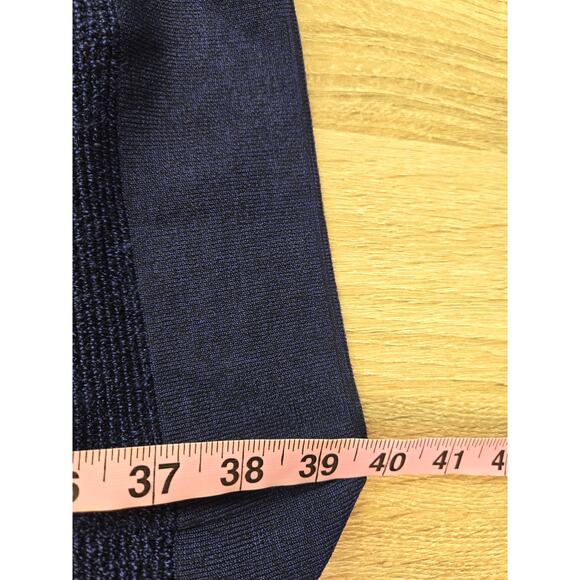 CHICO'S Mix Stitch Duster Long Open Cardigan Size 2 Large Blue Black Space Dye - Picture 15 of 16